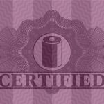 Emblem mit einer Batterie und dem Schriftzug "Certified" vor einem lila Hintergrund